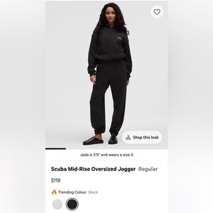 NWOT Lululemon Scuba Mid Rise Oversized Black Joggers